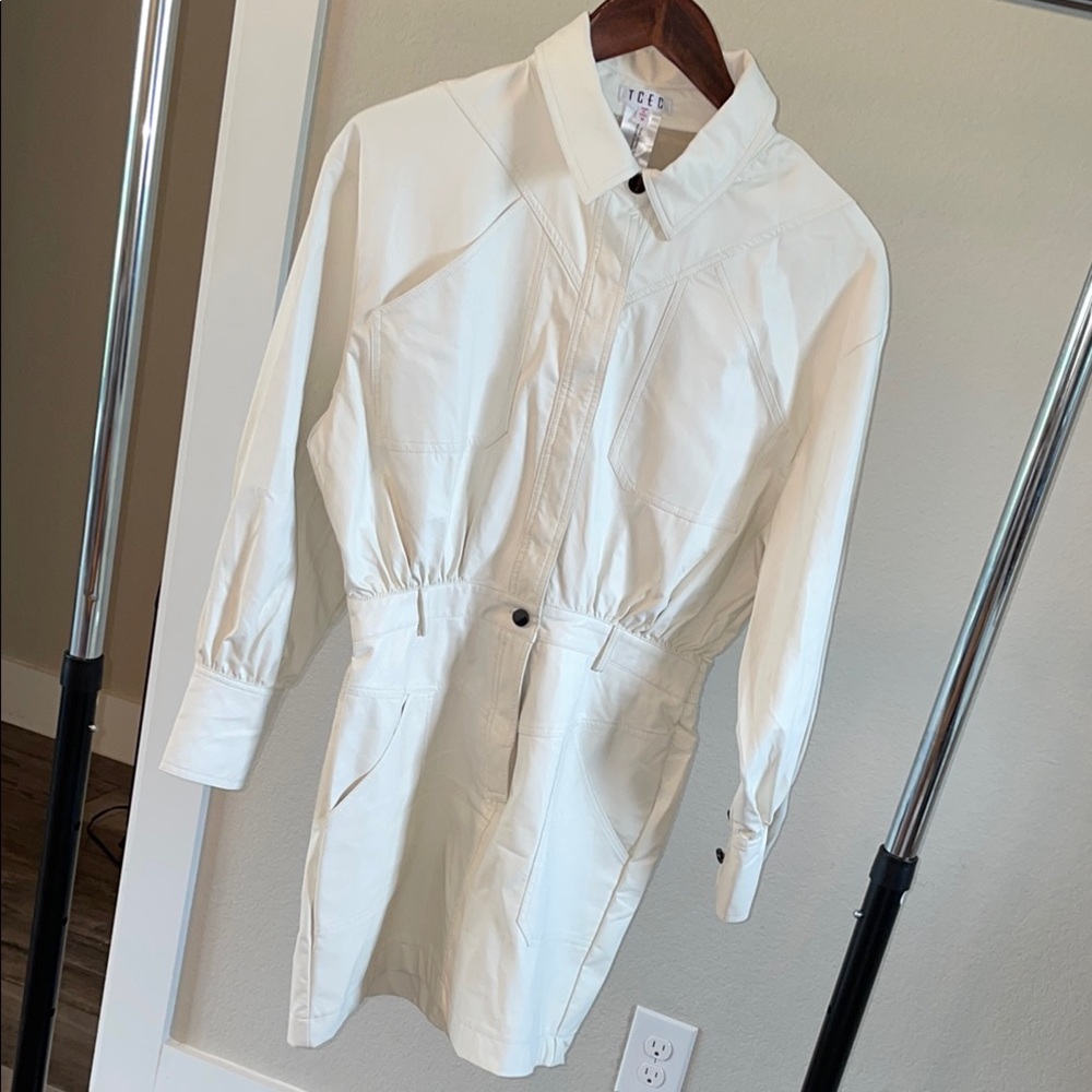 TCEC Cream Vegan Leather Western Long Sleeve Jacket-Dress Size M
